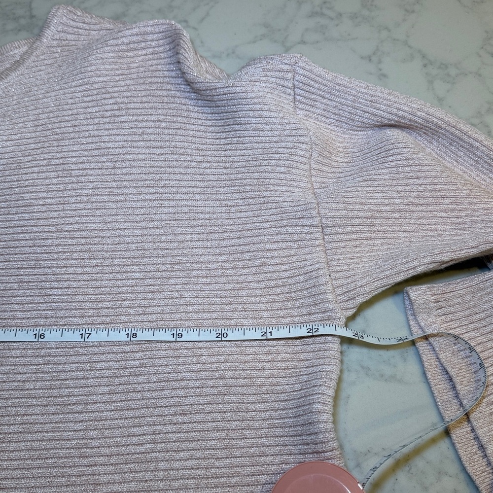 Chicos Pink Ribbed Gold Metallic Shimmer Pullover Sweater Size 3 (16/XL) - Picture 5 of 5